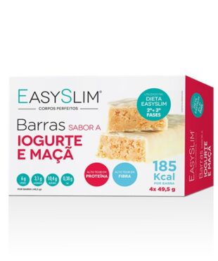 EasySlim Barras Proteicas Iogurte e Maça 4 Unidades, práticas e fáceis de transportar, EasySlim Barras podem ser consumidas com a maior facilidade. São ideais para o lanche da manhã ou da tarde, ou para substituir uma refeição.