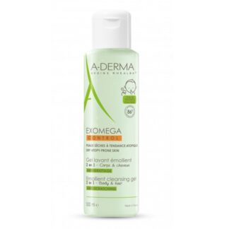A-Derma Exomega Control Gel Lavante Corpo e Cabelo 500 ml, funciona certamente como um 2 em 1. Limpa, assim como, protege a pele e o cabelo sensível do bebé. Ainda assim é muito recomendado para peles atópicas.