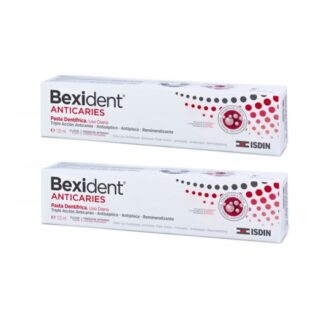 Bexident Anticaries Pasta Dentífrica 2x125ml, tripla ação anti cárie. Além disso é o primeiro dentífrico anti cárie com tecnologia Cranpearls Tech. Com a finalidade de proporcionar uma tripla ação anticárie e evita a colonização das bactérias.